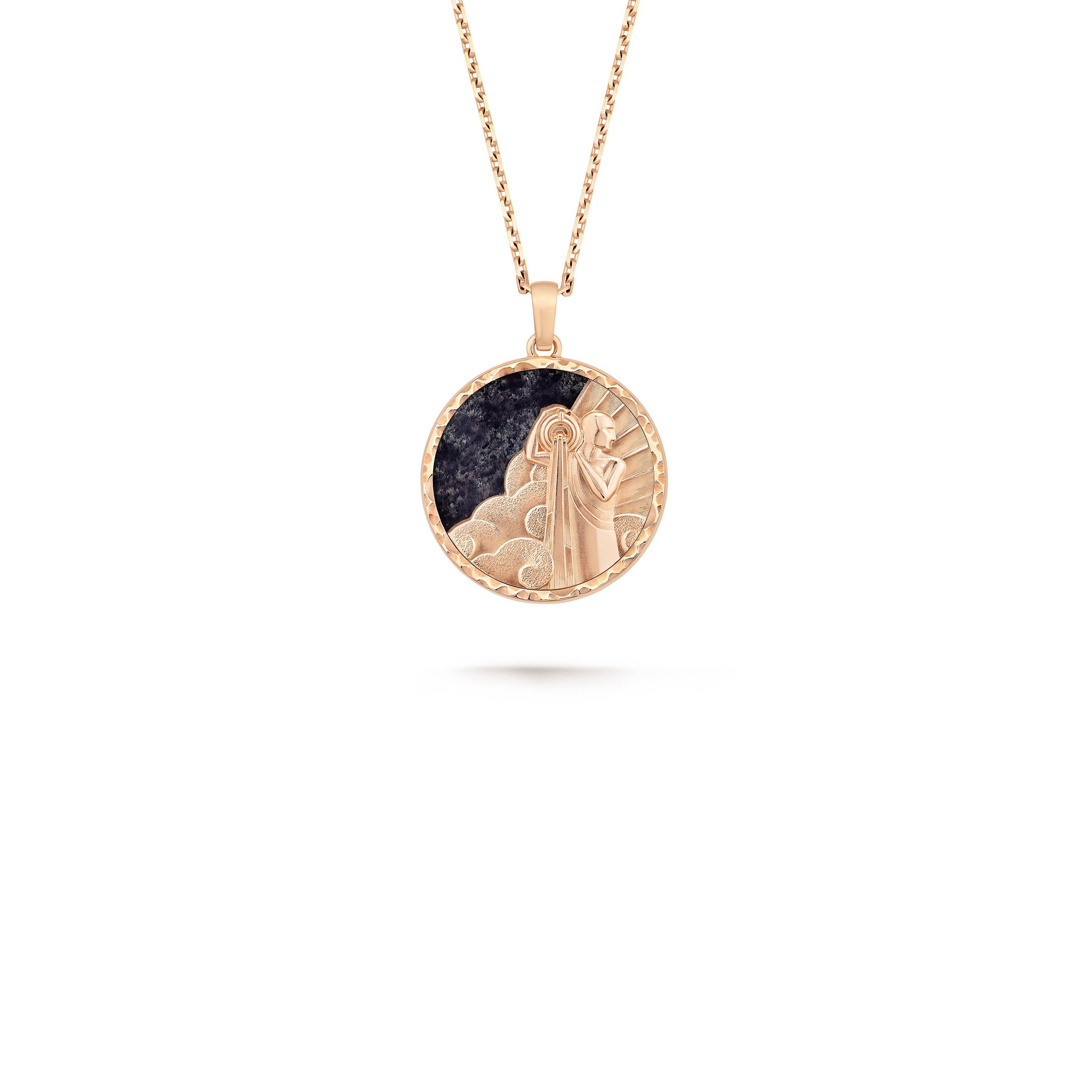 V*N CL*F arpels zodiaque long necklace aquarii (aquarius) - rose gold, aventurine  vcarp9rc00